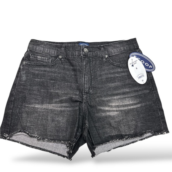 Women’s Scoop Retro Boy Black Denim Shorts‎ Raw Hem Cut Off Size 8 NEW NWT (B12) - Picture 1 of 8